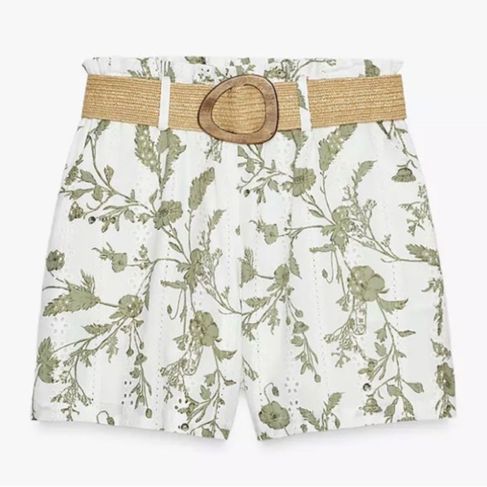 NWT - Zara Linen Shorts with Straw Belt - Super Cute!